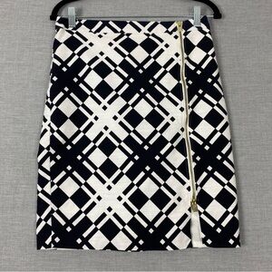 Talbots Pencil Skirt Sz 6 Petite Black and White Geometric Mini
